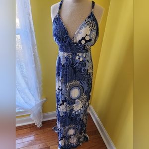 New Directions Blue Maxi Dress size Large
